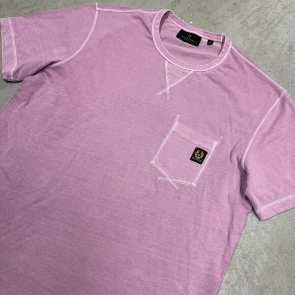 NWOT Belstaff Pink TShirt Chest Pocket 100% Cotton Short Sleeve XXL - Picture 3 of 7